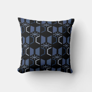 Cojín Decorativo Hexagons de la era atómica Azul negro
