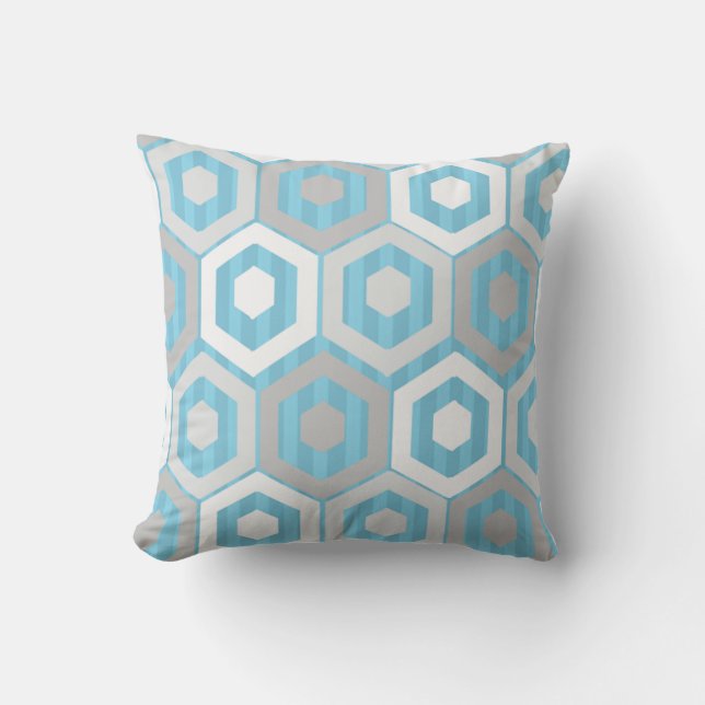 Cojín Decorativo Hexagons y rayas de invierno (Anverso)