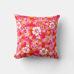 Cojín Decorativo Hibisco de damero Floral Hawaiano