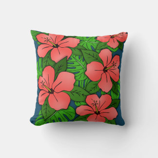 Cojín Decorativo Hibisco de melocotón & Monstera