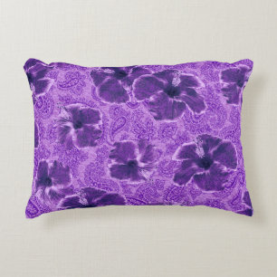 Cojín Decorativo Hibisco de Paisley Vintage Floral Psicodélico