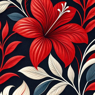 Cojín Decorativo Hibisco Tropical Floral Rojo Intenso