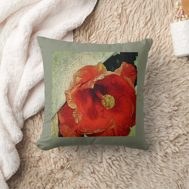 Cojín decorativo HIBISCUS FLORAL/NARANJA (Manta)