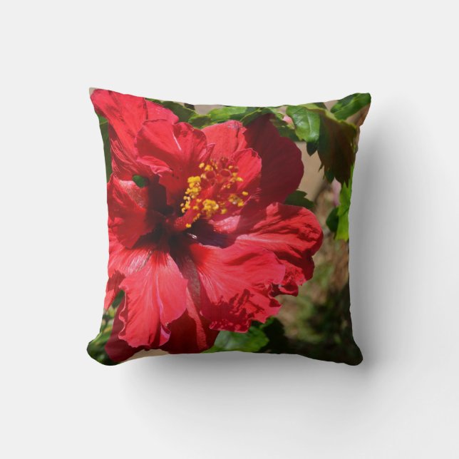 Cojín decorativo Hibiscus Rojo (Anverso)
