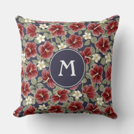 Cojín Decorativo Hibiscus y Plumeria - Marrón