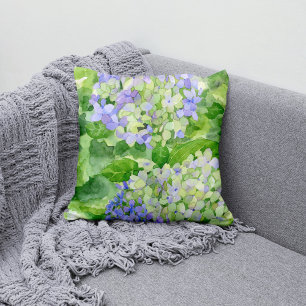 Cojín Decorativo Hidrangea azul acuarela