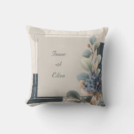 Cojín Decorativo Hidrangea azul moderna Boda geométrico botánico