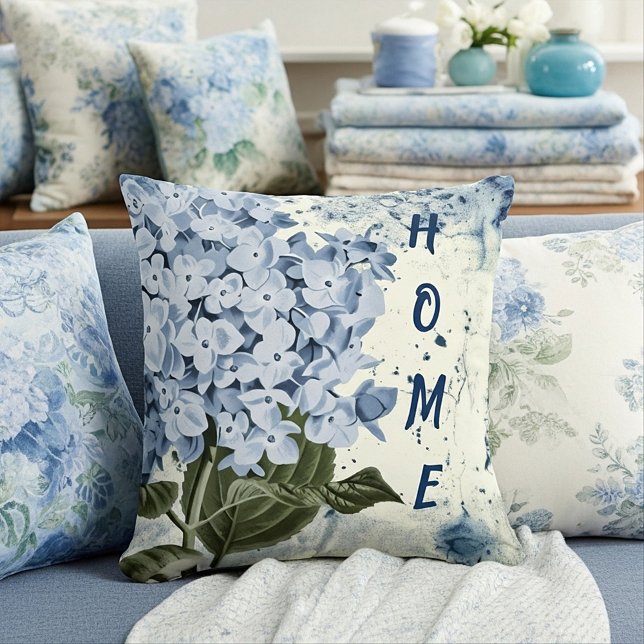 Cojín Decorativo hidrangea azul personalizado (Subido por el creador)