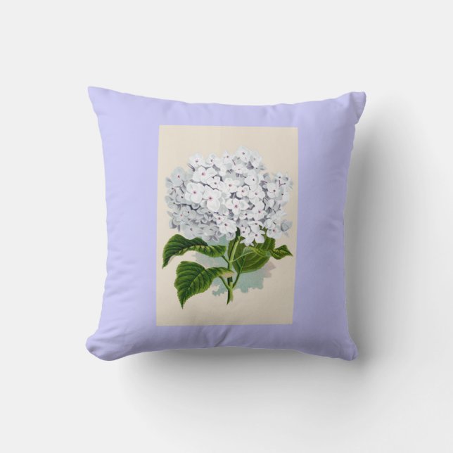 Cojín Decorativo Hidrangea blanca Ilustraciones botánicos de cosech (Anverso)