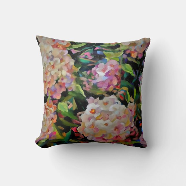 Cojín Decorativo Hidrangea Blossom Arte Floral Decorativo Rosa (Anverso)
