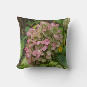Cojín Decorativo Hidrangea de otoño con hojas de Hosta dorada