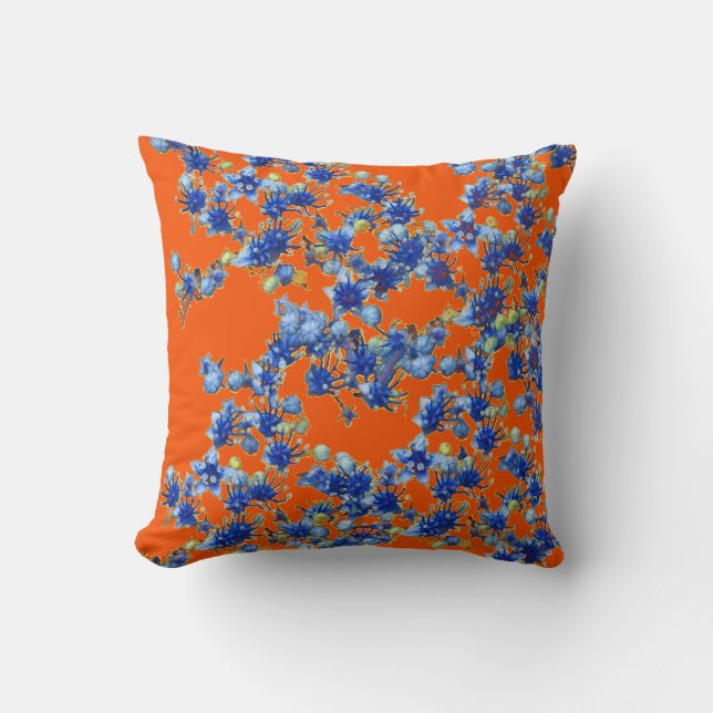Cojín Decorativo hidrangea naranja y azul (Anverso)