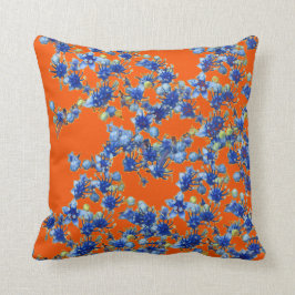 Cojín Decorativo hidrangea naranja y azul