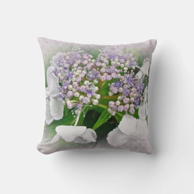 Cojín Decorativo Hidrangea rosa de lavanda blanca - Pillow (Anverso)