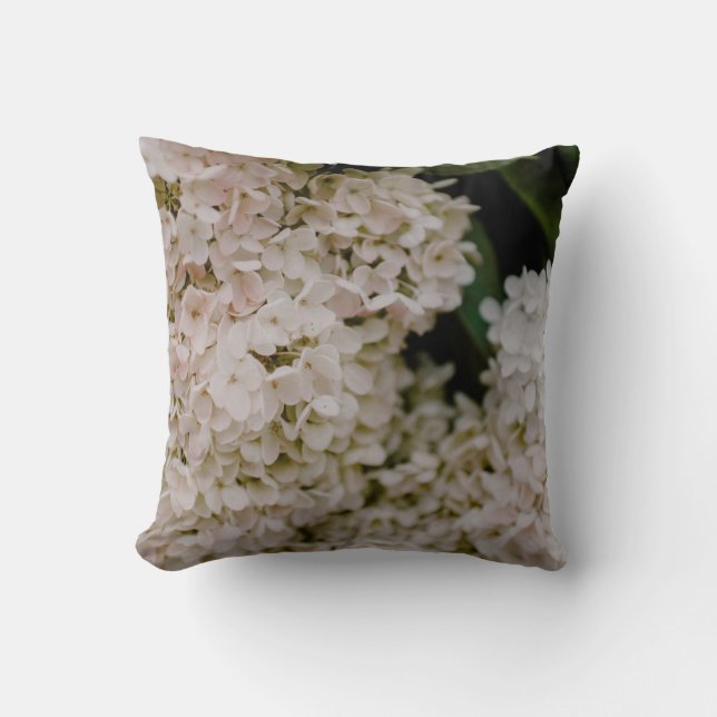 COJÍN DECORATIVO HIDRANGEAS BLANCAS EN SANGRE (Anverso)