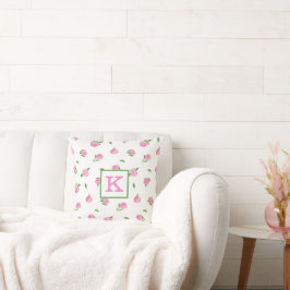 Cojín Decorativo Hidrangeas rosas acuáticas Monograma