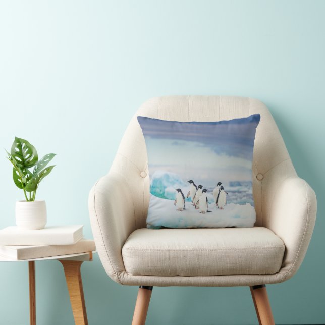 Cojín Decorativo Hielo y nieve | Adelie Penguins Antártida (Silla)
