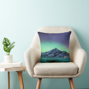 Cojín Decorativo Hielo y nieve   Aurora Borealis Vía Láctea Islandi