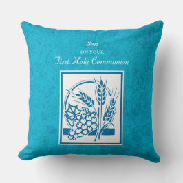 Cojín Decorativo Hijo, Primera Comunión, Trigo, Uvas Azules