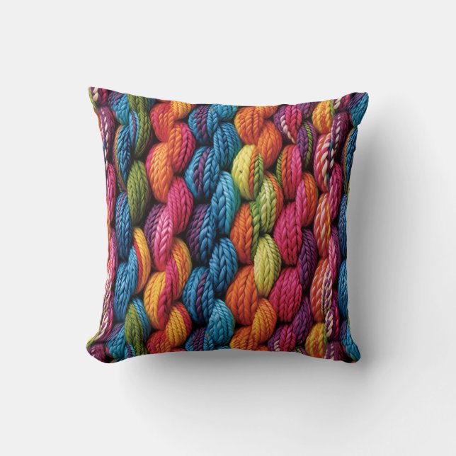 Cojín Decorativo Hilados de arcoiris luminosos (Anverso)