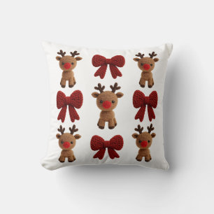 Cojín Decorativo Hilo Coquette Reno de Navidad y lazos