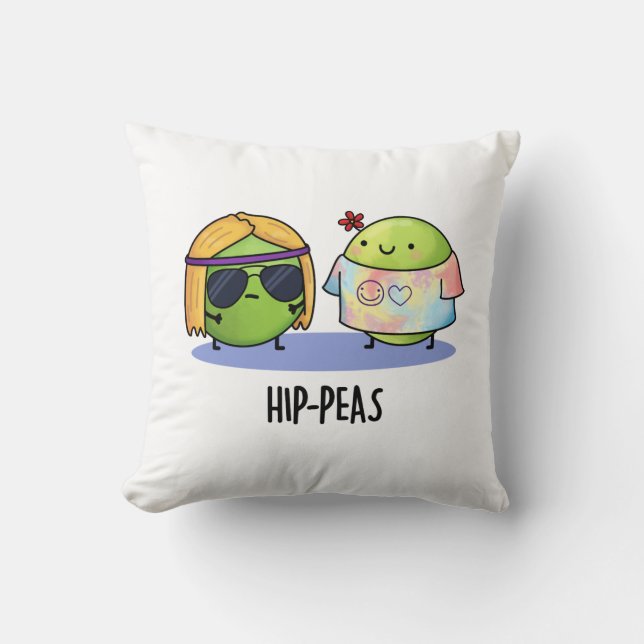 Cojín Decorativo Hip-peas Funny Hippie Peas Pun (Anverso)