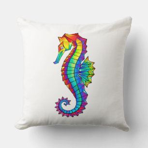 Cojín Decorativo Hipoahoría marino poligonal arcoiris