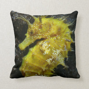 Cojín Decorativo Hipocampo amarillo Guttulatus del Seahorse el  