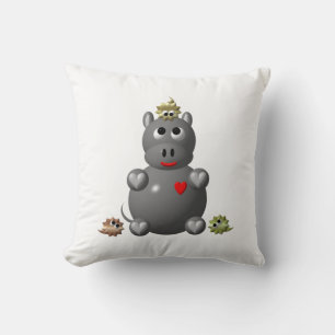 Cojín Decorativo Hipopótamo Adorable con Hámsters