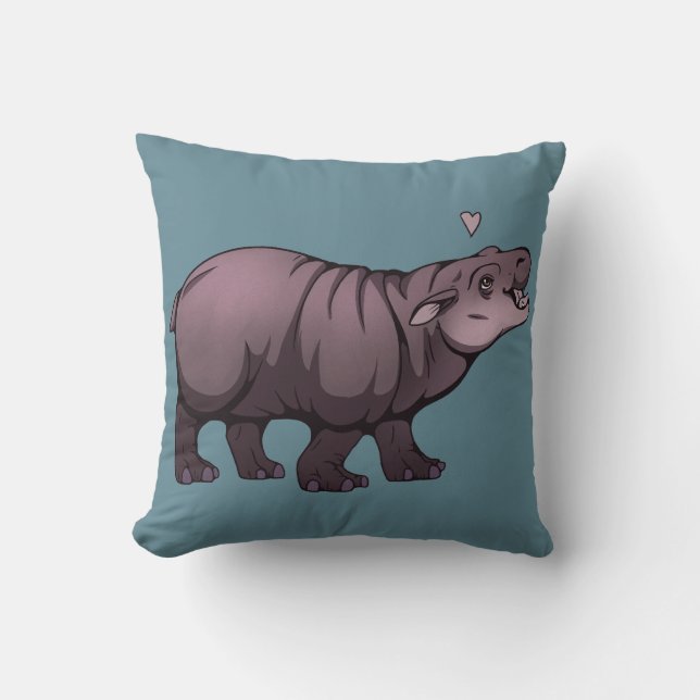 Cojín Decorativo Hipopótamo Pigmeo Bebé (Anverso)