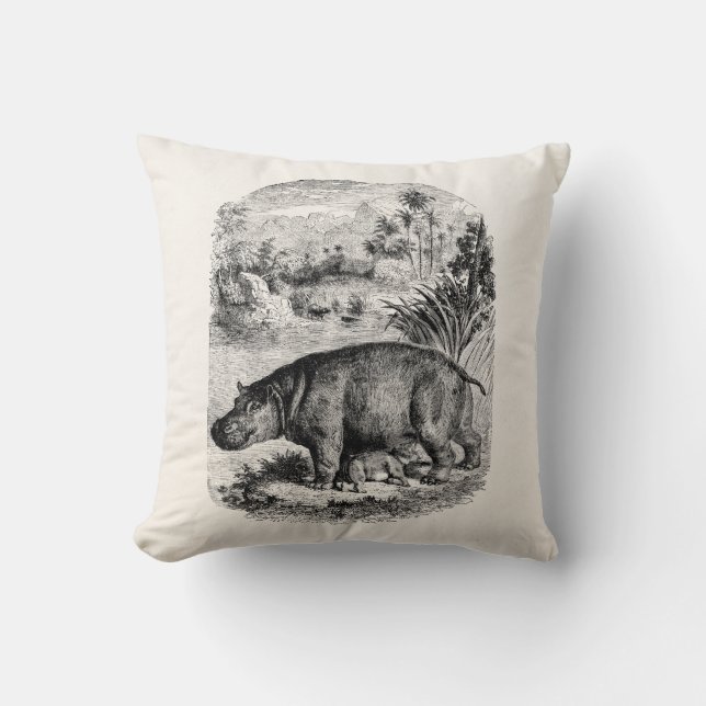 Cojín Decorativo Hipopótamo retro personalizado bebé del (Anverso)