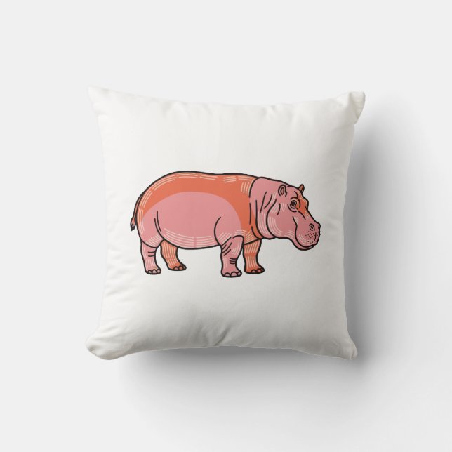 Cojín Decorativo Hipopótamo Rosa  (Anverso)