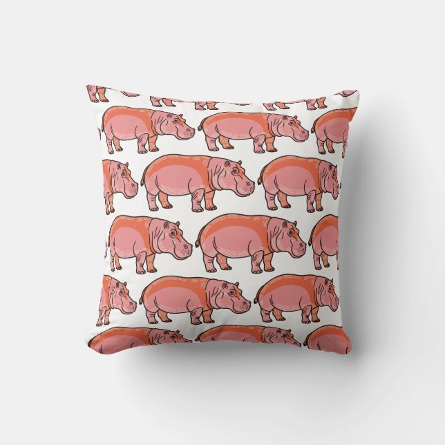 Cojín Decorativo Hipopótamo Rosa  (Anverso)