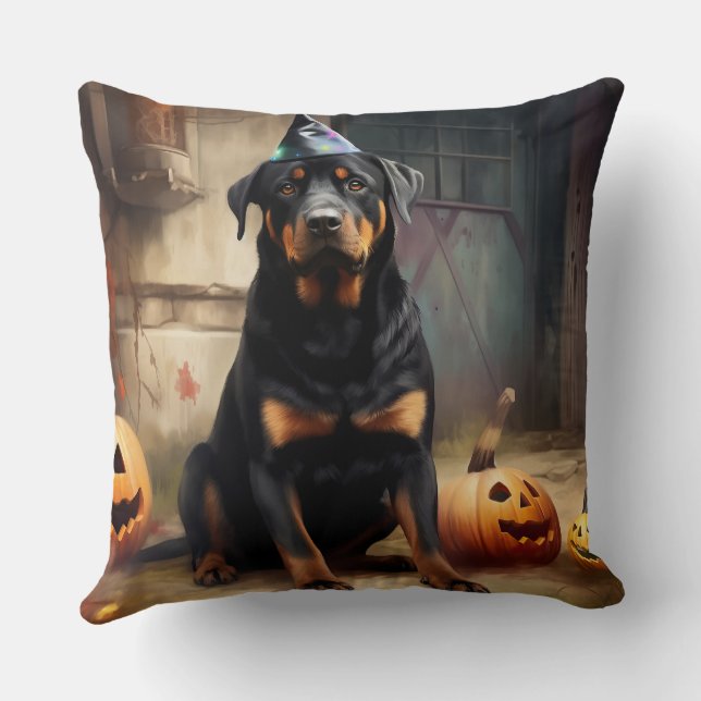 Cojín Decorativo Hipótesis de halloween de Rottweiler (Reverso )
