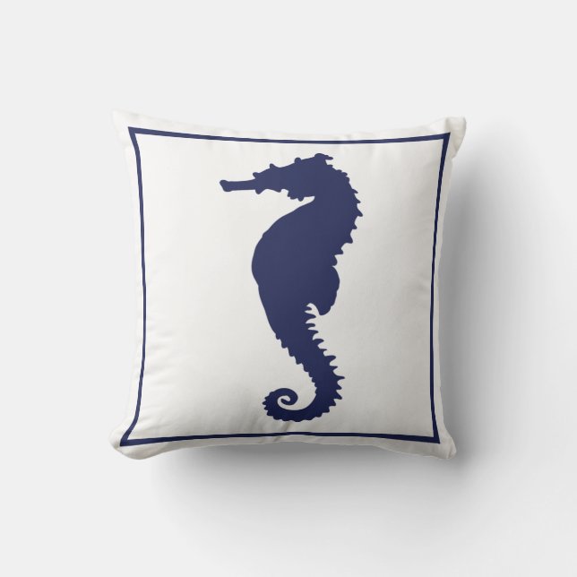 Cojín Decorativo Hipótesis de mar azul y blanco Playa náutica coste (Anverso)