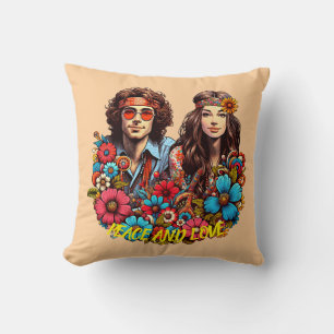 Cojín Decorativo Hippie Pareja de Hippie de los años 1960