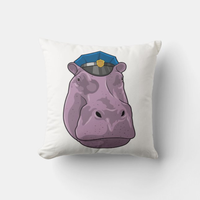 Cojín Decorativo Hippo como oficial de policía (Anverso)