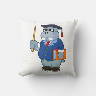 Cojín Decorativo Hippo como profesor con libro