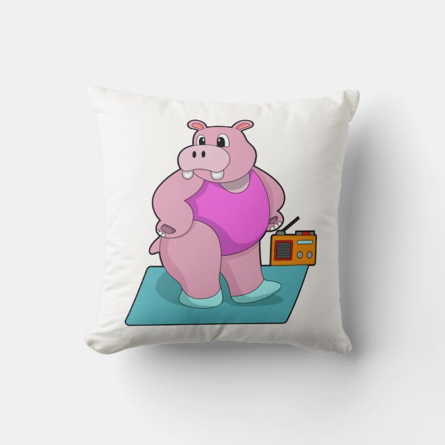 Cojín Decorativo Hippo en Fitness con Radio.PNG (Anverso)