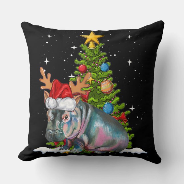 Cojín Decorativo Hippo Fiona Árbol de Navidad Hippopótamo (Anverso)
