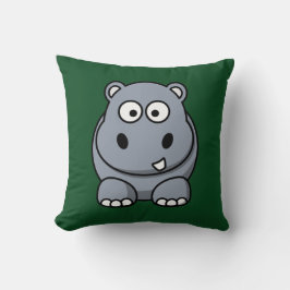 Cojín Decorativo Hippo sobre un fondo verde oscuro