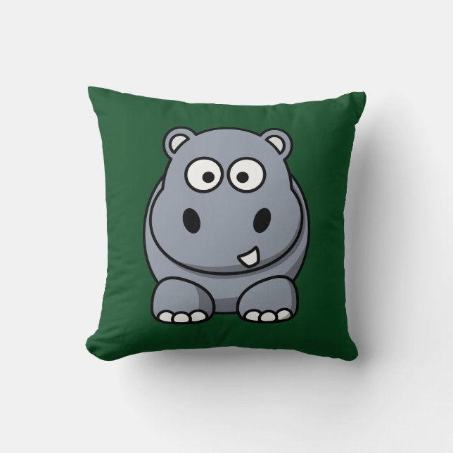 Cojín Decorativo Hippo sobre un fondo verde oscuro (Anverso)
