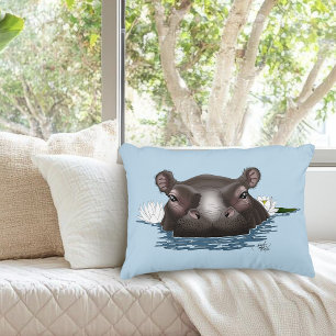 Cojín Decorativo Hippopotamus Loto Blanco Azul