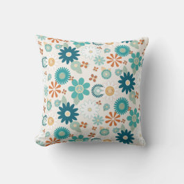 Cojín Decorativo Hippy Retro Vibe 70 Daisy Peace Naranja azul bebé