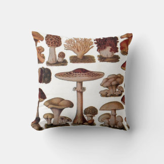 Cojín Decorativo hipster french botánico de setas vintage