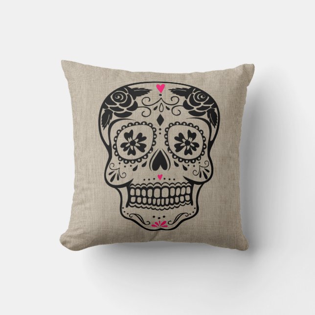Cojín Decorativo Hipster Sugar Skull Personalizado (Anverso)