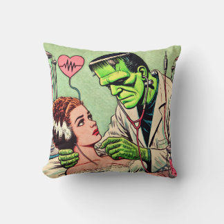 Cojín Decorativo Historietas de amor de los monstruos retro