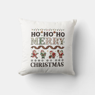 Cojín Decorativo Ho Feliz Navidad Cintas de Cuadros de Papá Noel