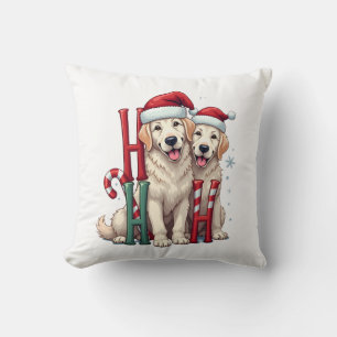 Cojín Decorativo Ho Ho Ho Gran Pirineo Amante Perro Navidad Santa 