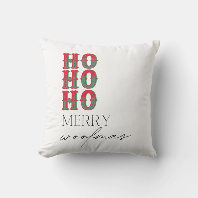 Cojín Decorativo Ho Ho Ho Merry Woofmas (Anverso)